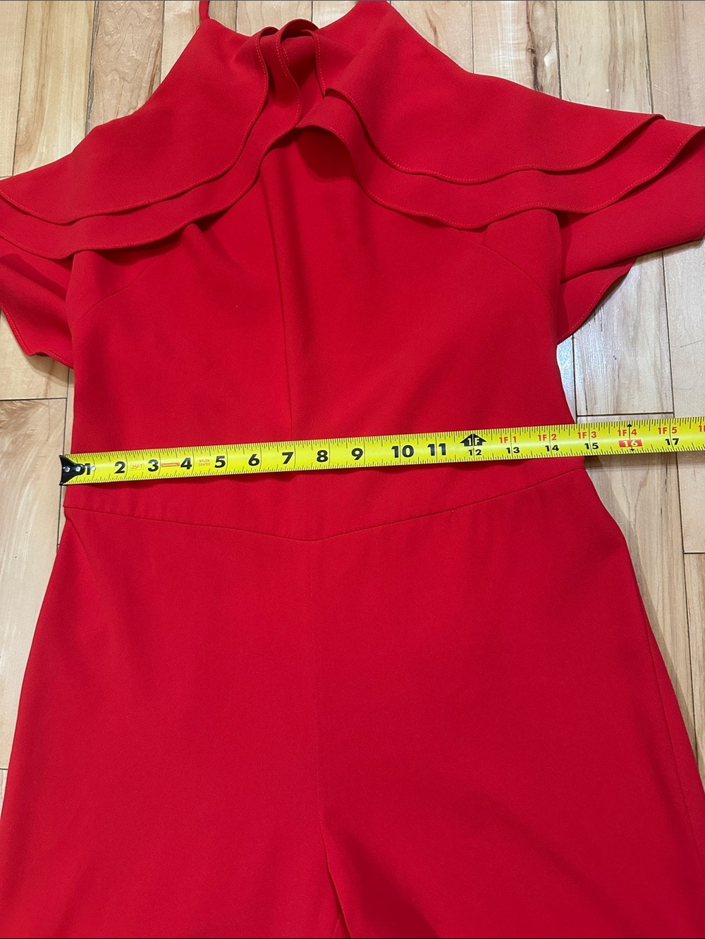 INTERMIX Red Ruffle Halter Jumpsuit - Picture 7 of 9
